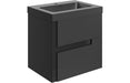 Dualis 605mm Wall Hung 2 Drawer Basin Unit & 1TH Co-ordinating Basin - Matt Black & Glass