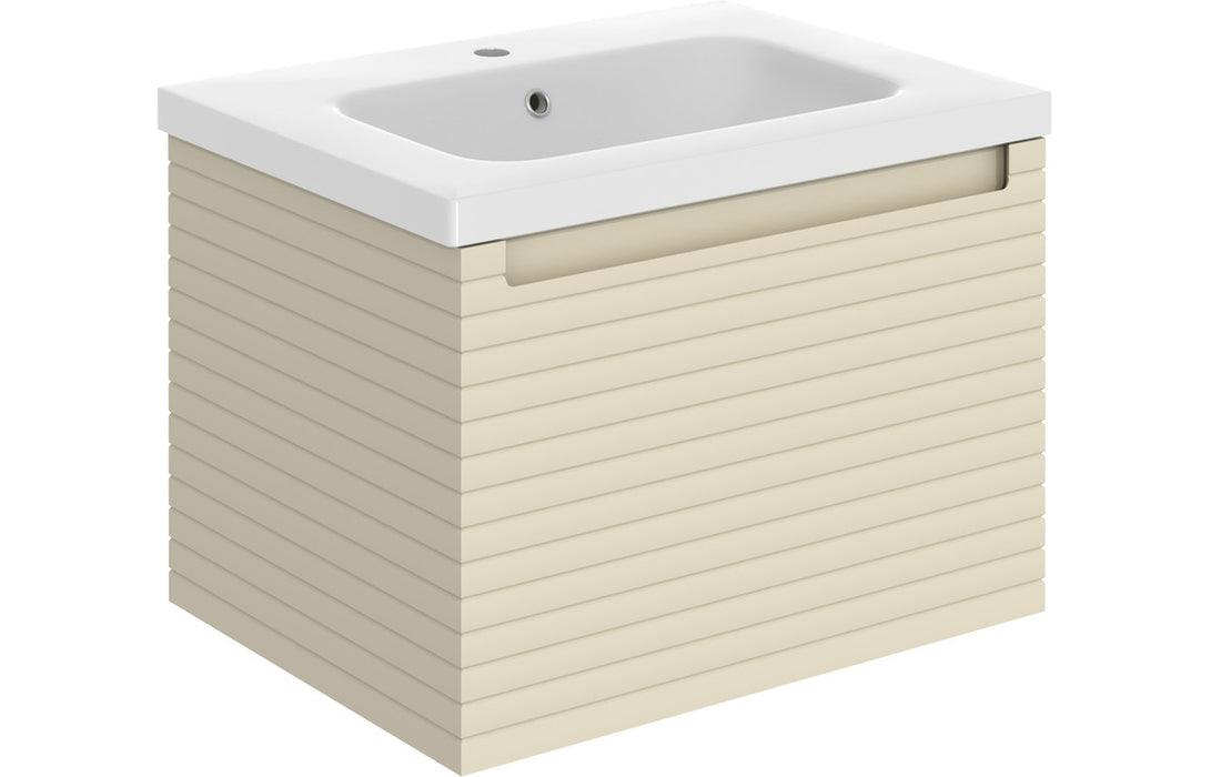 Parallel 615mm Wall Hung 1 Drawer Basin Unit & 1TH Basin - Matt Cotton