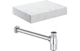 Origin 800mm Wall Hung White Marble Basin Shelf & Bottle Trap