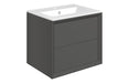 Impel 615mm Wall Hung 2 Drawer Basin Unit & Thin Edge Basin - Matt Clay
