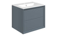 Impel 615mm Wall Hung 2 Drawer Basin Unit & Thin Edge Basin - Matt Storm Blue