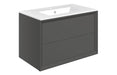 Impel 815mm Wall Hung 2 Drawer Basin Unit & 1TH Thin Edge Basin - Matt Clay