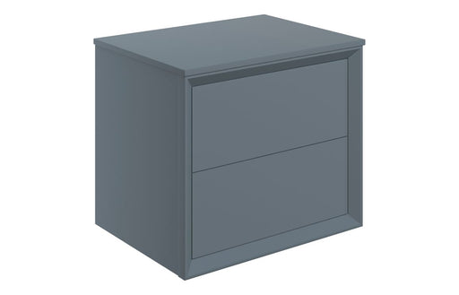 Impel 600mm Wall Hung 2 Drawer Basin Unit & Top - Matt Storm Blue