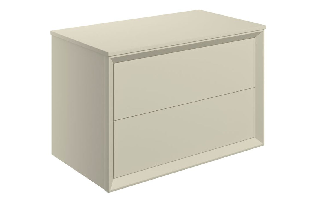 Impel 800mm Wall Hung 2 Drawer Basin Unit & Top - Matt Cotton