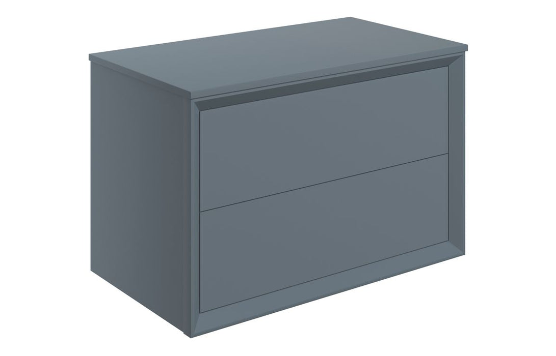 Impel 800mm Wall Hung 2 Drawer Basin Unit & Top - Matt Storm Blue