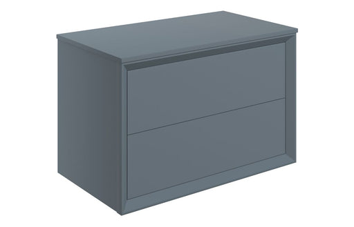 Impel 800mm Wall Hung 2 Drawer Basin Unit & Top - Matt Storm Blue