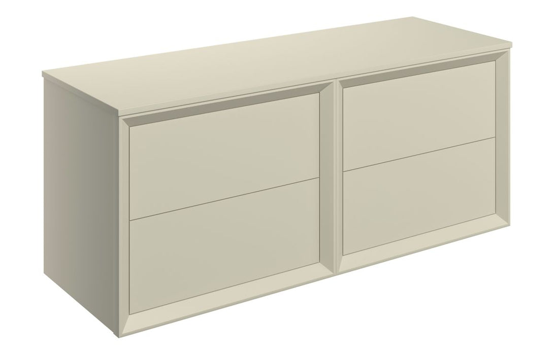 Impel 1200mm Wall Hung 4 Drawer Basin Unit Run & Top - Matt Cotton