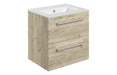 Pulse 510mm Wall Hung 2 Drawer Basin Unit & 1TH Thin Edge Basin - Oak