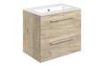 Pulse 610mm Wall Hung 2 Drawer Basin Unit & Thin Edge Basin - Oak