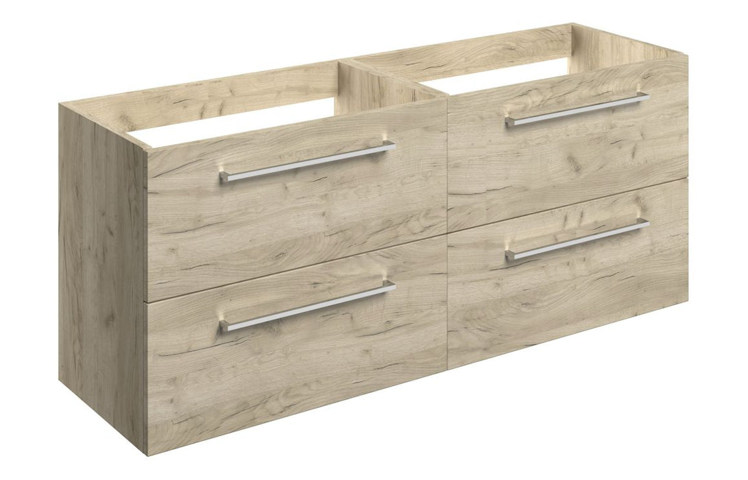 Pulse 1180mm Wall Hung 2 Drawer Basin Unit Run (No Top) - Oak