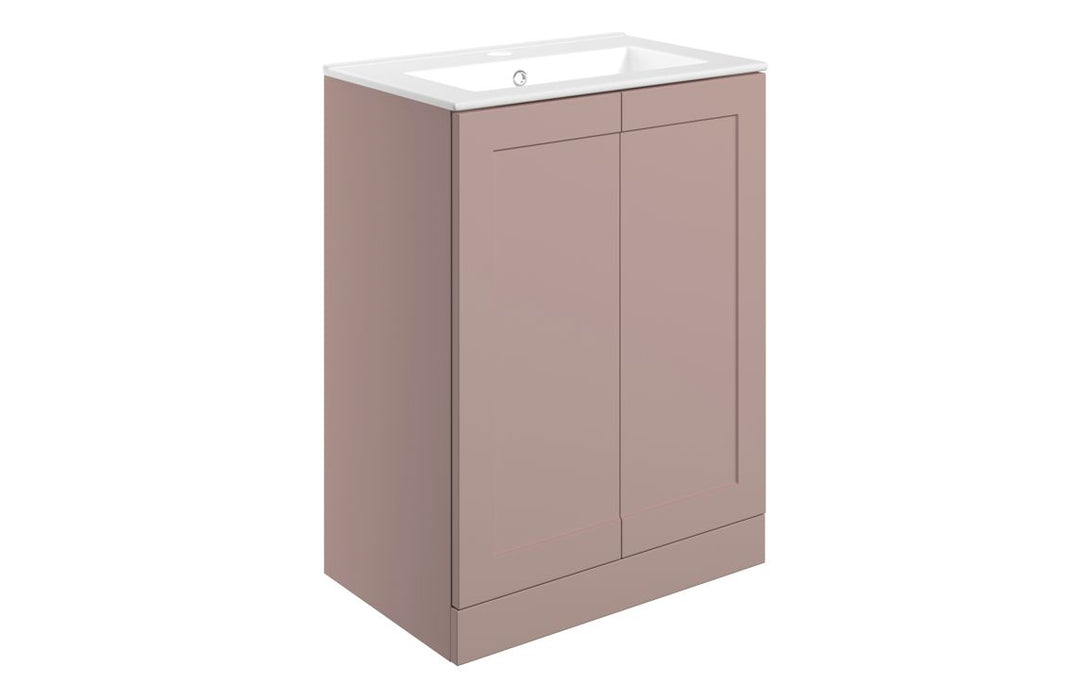 Windsor 615mm Floor Standing 2 Door Basin Unit & Basin - Matt Peony