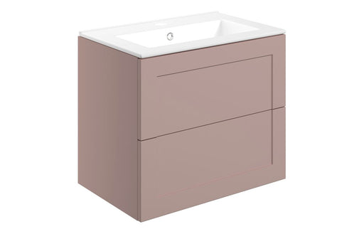 Windsor 615mm Wall Hung 2 Drawer Basin Unit & Basin - Matt Peony