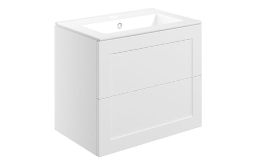 Windsor 615mm Wall Hung 2 Drawer Basin Unit & Basin - Matt White