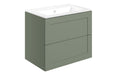 Windsor 615mm Wall Hung 2 Drawer Basin Unit & Basin - Matt Reed Green