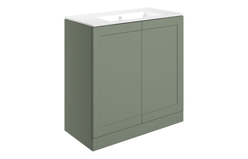 Windsor 815mm Floor Standing 2 Door Basin Unit & Basin - Matt Reed Green