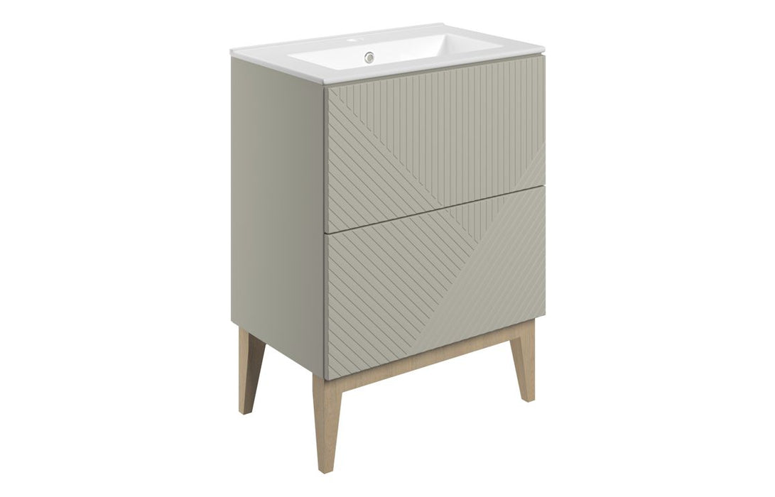 Vario 615mm Floor Standing 2 Drawer Basin Unit & Basin - Matt Oat