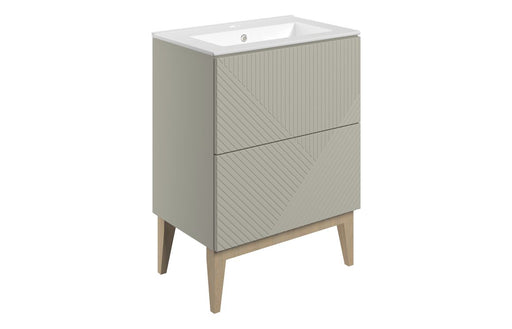 Vario 615mm Floor Standing 2 Drawer Basin Unit & Basin - Matt Oat