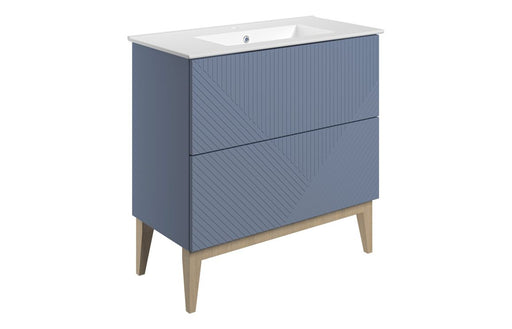 Vario 815mm Floor Standing 2 Drawer Basin Unit & Basin - Matt Smoke Blue