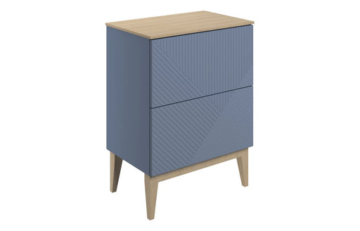 Vario 610mm Floor Standing 2 Drawer Basin Unit & Maple Oak Effect Worktop - Matt Smoke Blue
