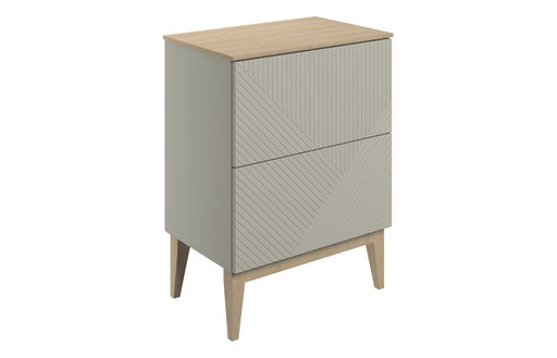 Vario 610mm Floor Standing 2 Drawer Basin Unit & Maple Oak Effect Worktop - Matt Oat