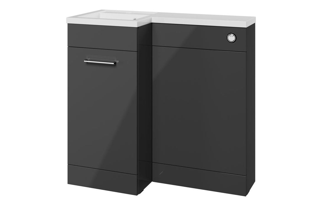 Verona 900mm F/S L-Shape Pack & Basin - Anthracite Gloss