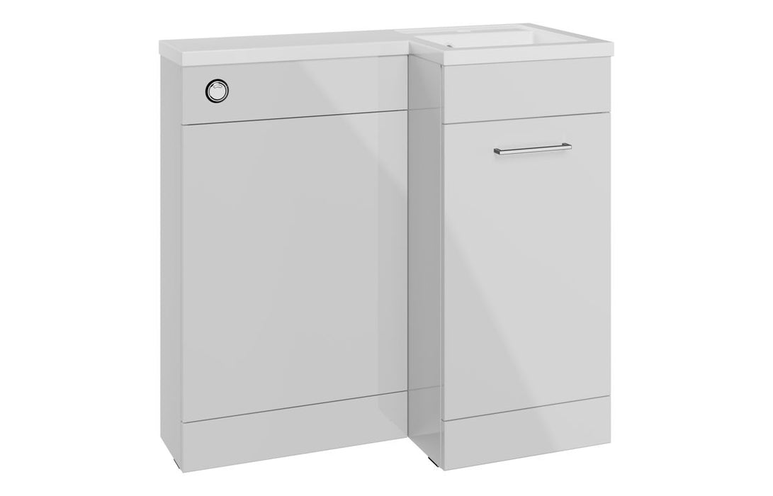 Verona 900mm F/S L-Shape Pack & Basin - Grey Gloss