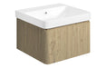 Nubo 500mm Wall Hung 1 Drawer Basin Unit & Basin - Textured Oak