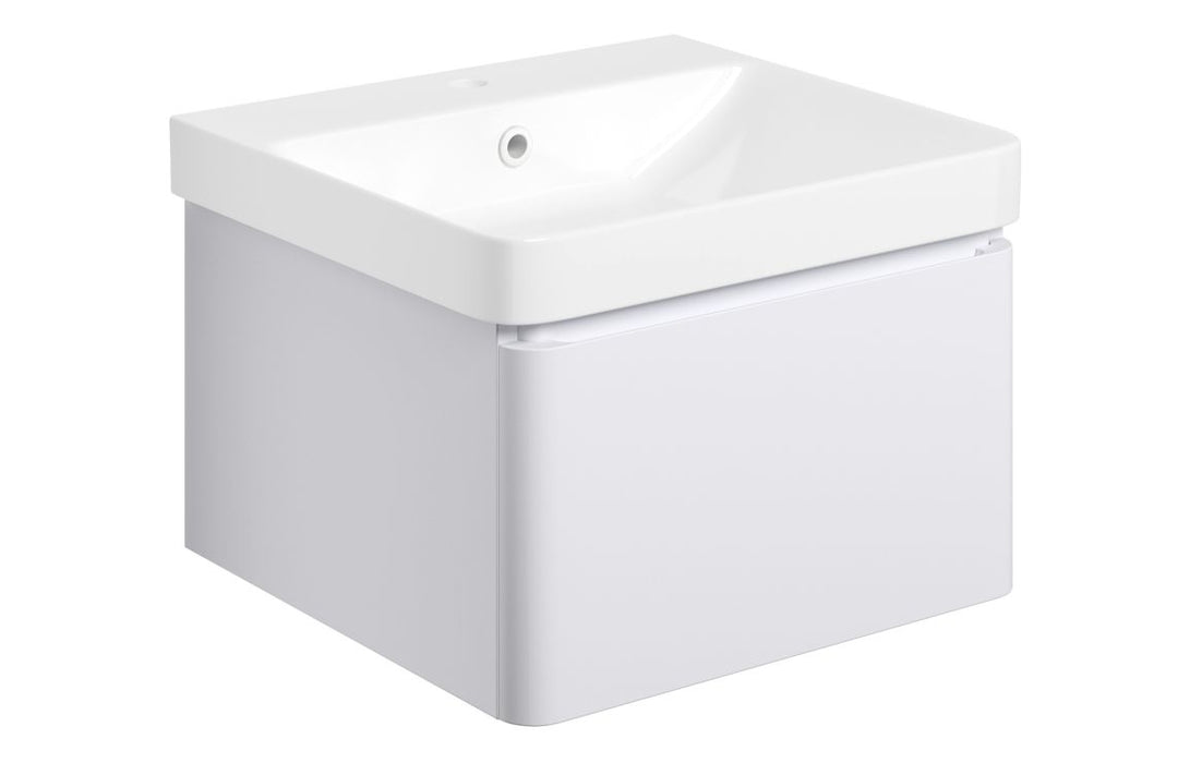 Celeste 500mm Wall Hung 1 Drawer Basin Unit & Basin - Matt White