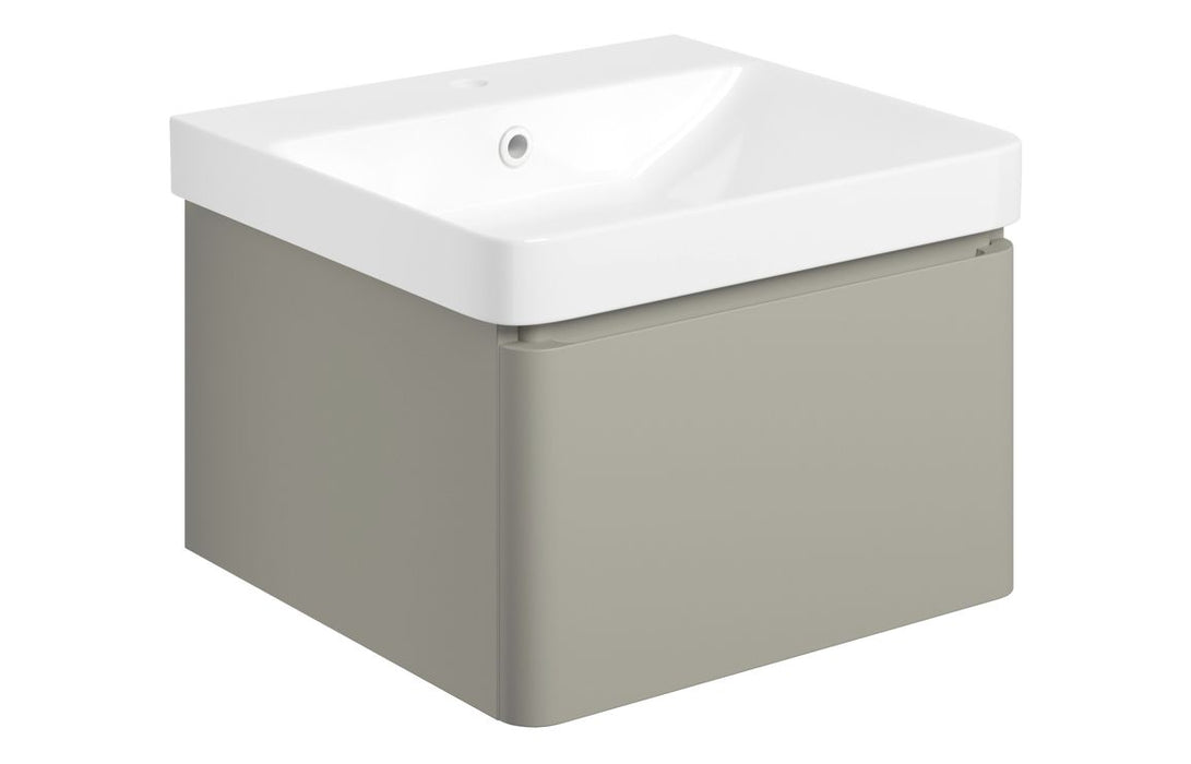 Celeste 500mm Wall Hung 1 Drawer Basin Unit & Basin - Matt Latte