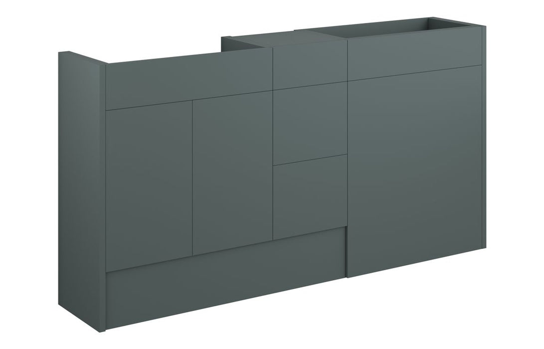 Eton 1536mm Standard Basin, WC & 3 Drawer Unit Pack - Matt Green