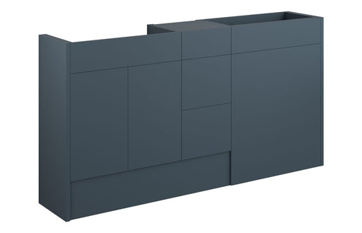 Eton 1536mm Standard Basin, WC & 3 Drawer Unit Pack - Matt Arley Blue