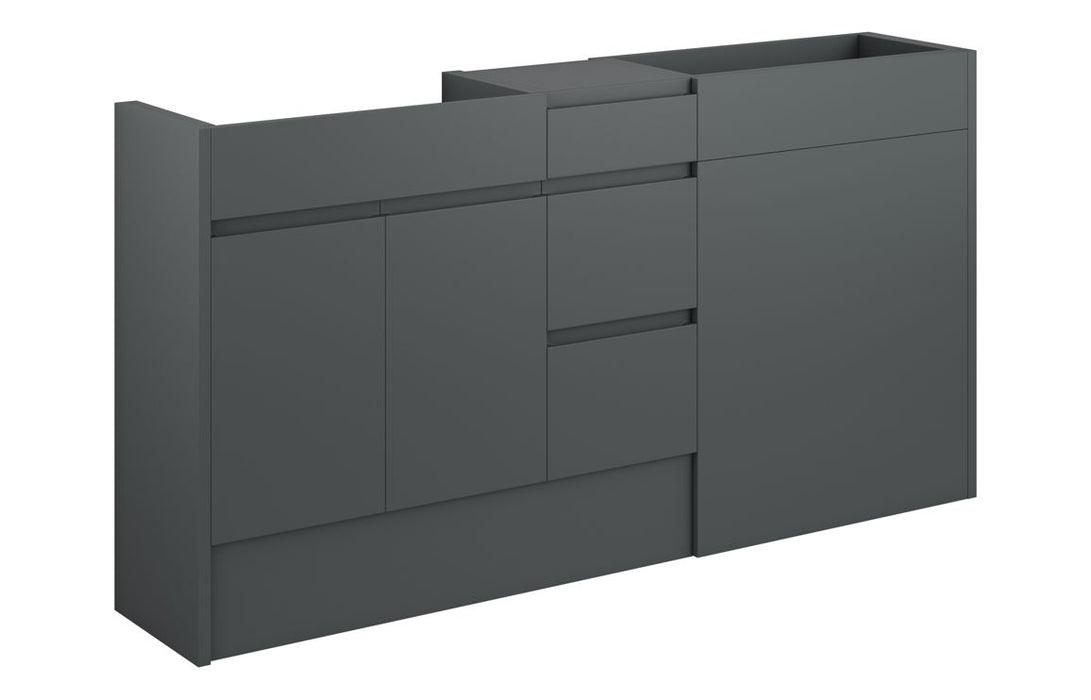 Siena 1536mm Standard Basin, WC & 3 Drawer Unit Pack - Matt Graphite Grey