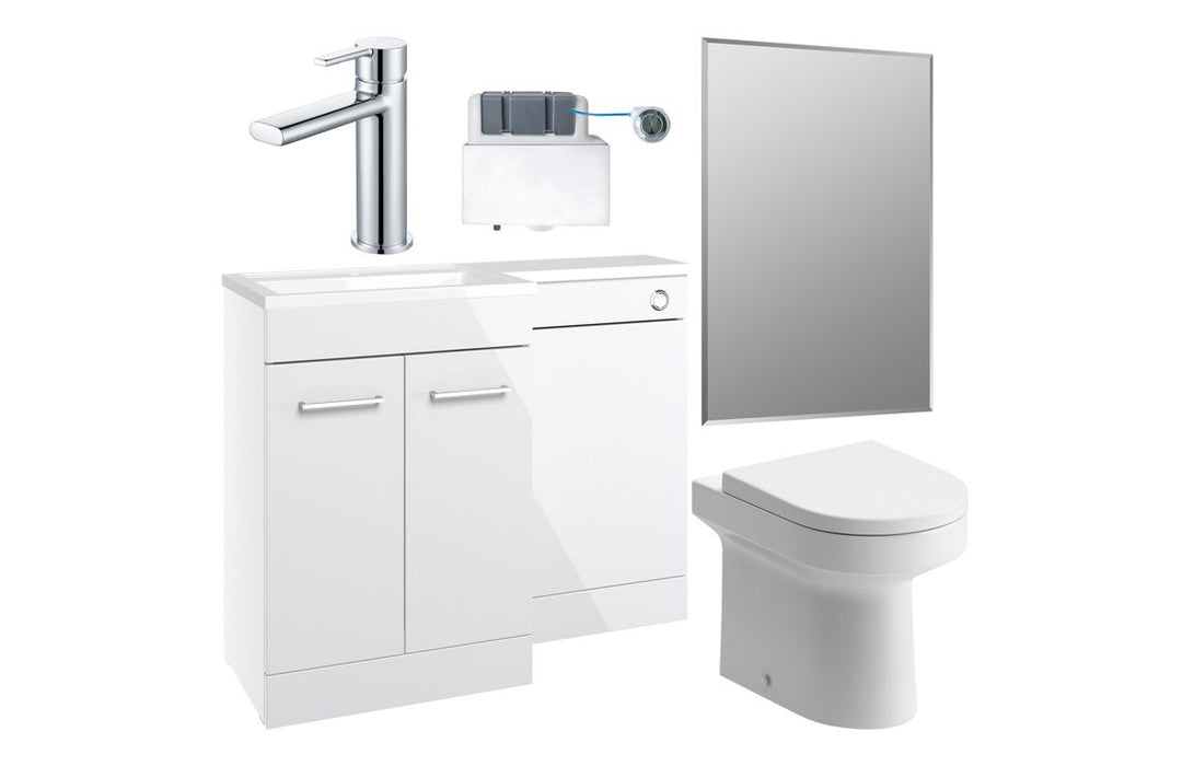 Verona 1000mm Furniture & BTW WC Pack - White Gloss