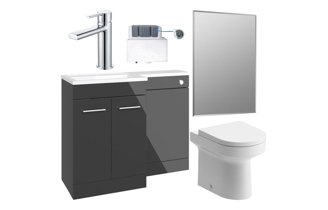 Verona 1000mm Furniture & BTW WC Pack - Anthracite Gloss