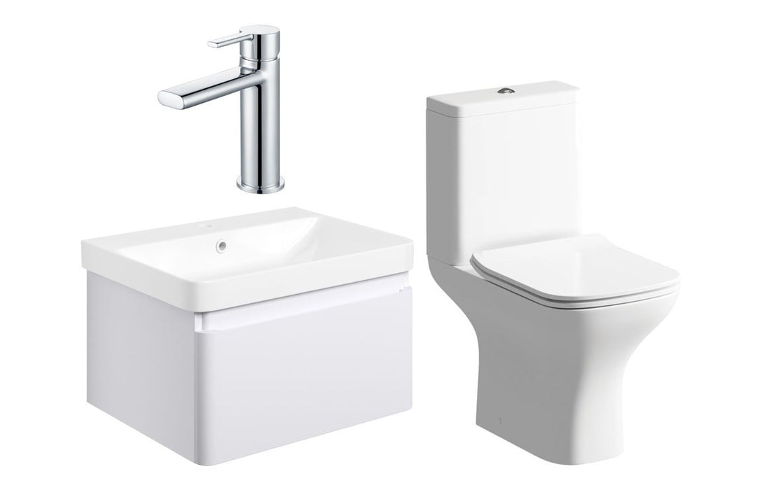 Celeste 600mm Basin Unit & Close Coupled WC Pack w/Chrome Finishes