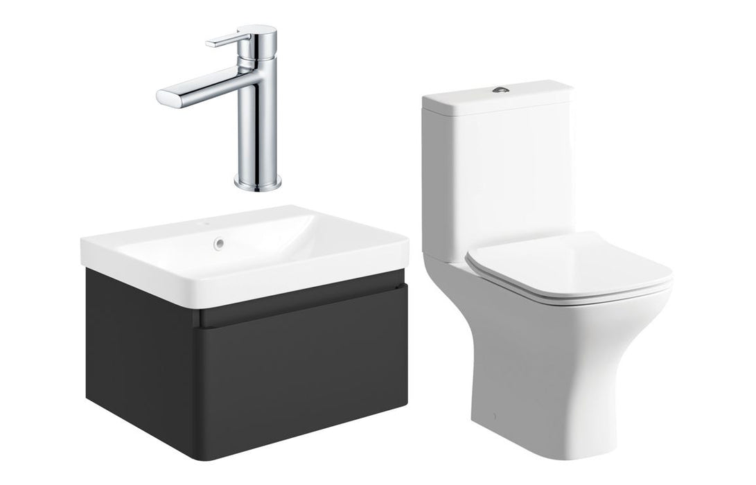 Celeste 600mm Basin Unit & Close Coupled WC Pack w/Chrome Finishes