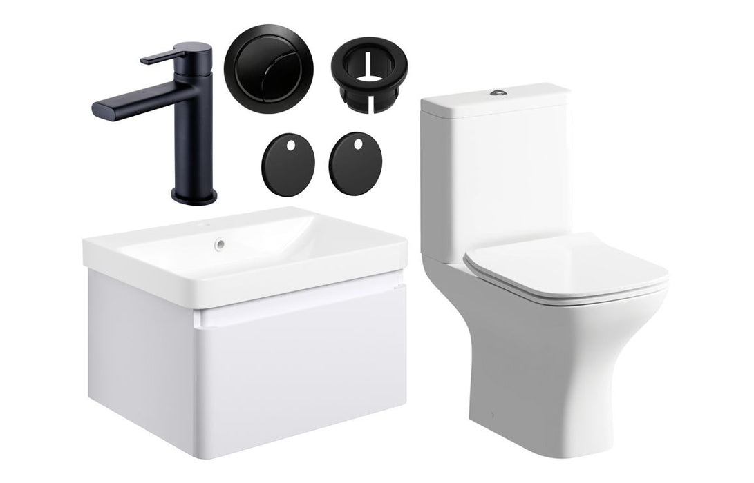 Celeste 600mm Basin Unit & Close Coupled WC Pack w/Black Finishes