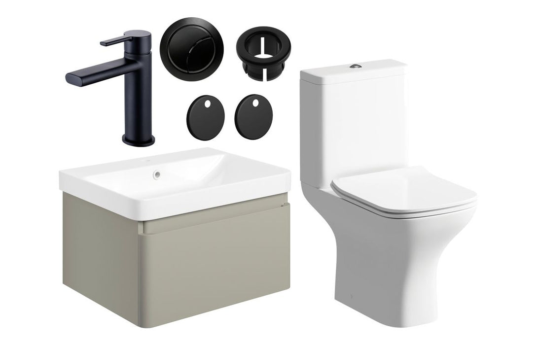 Celeste 600mm Basin Unit & Close Coupled WC Pack w/Black Finishes