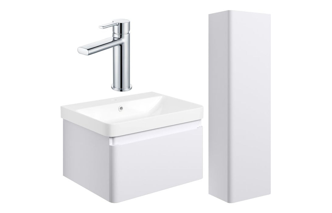 Celeste 600mm Basin Unit & Tall Unit Pack w/Chrome Finishes