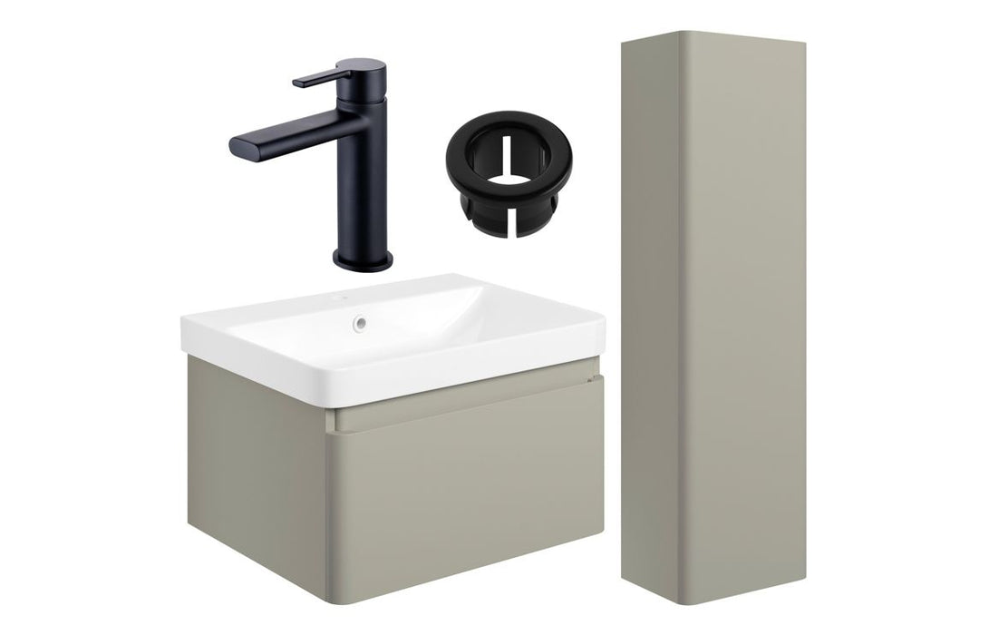 Celeste 600mm Basin Unit & Tall Unit Pack w/Black Finishes