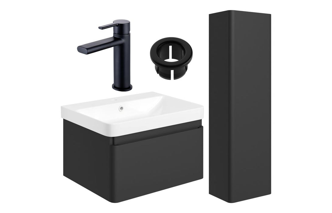 Celeste 600mm Basin Unit & Tall Unit Pack w/Black Finishes