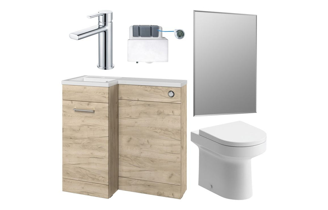 Verona 900mm Furniture & BTW WC Pack - Oak