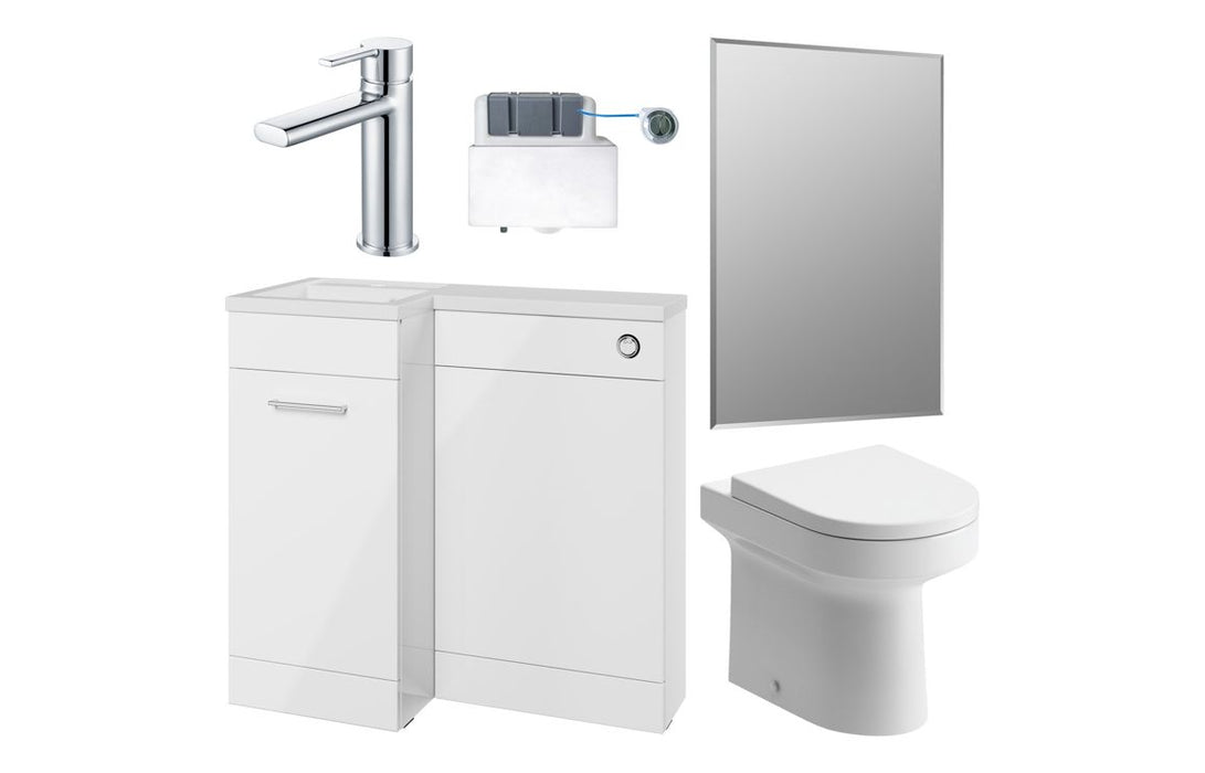 Verona 900mm Furniture & BTW WC Pack - White Gloss