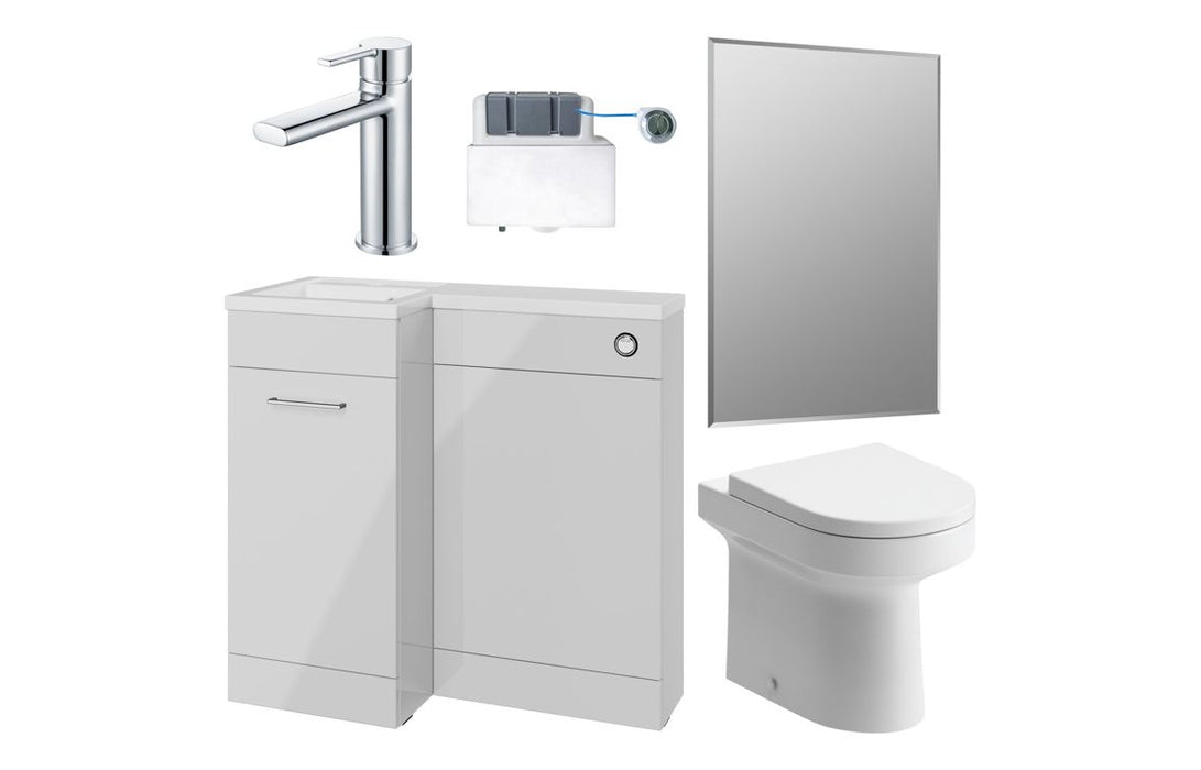 Verona 900mm Furniture & BTW WC Pack - Grey Gloss