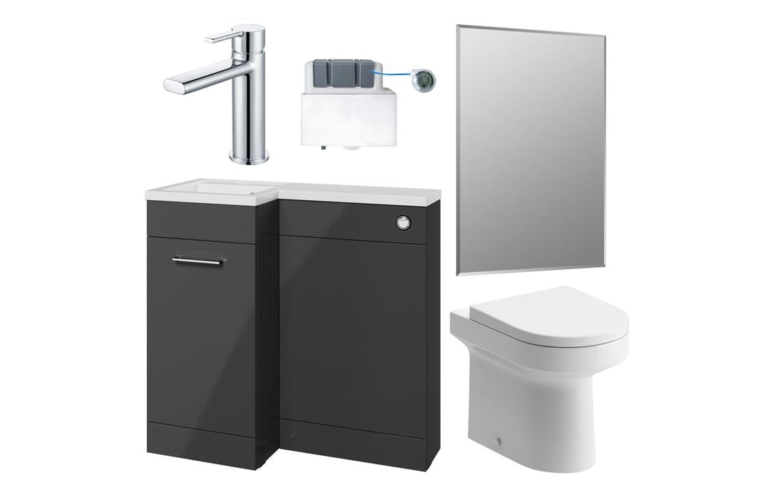 Verona 900mm Furniture & BTW WC Pack - Anthracite Gloss