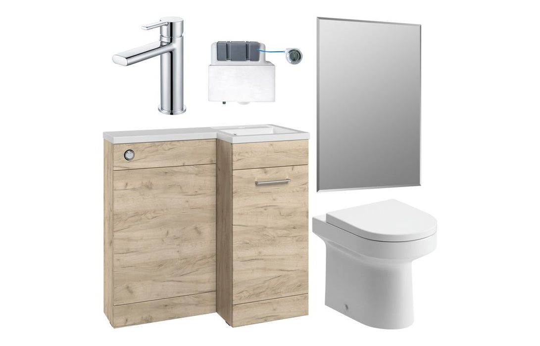 Verona 900mm Furniture & BTW WC Pack - Oak
