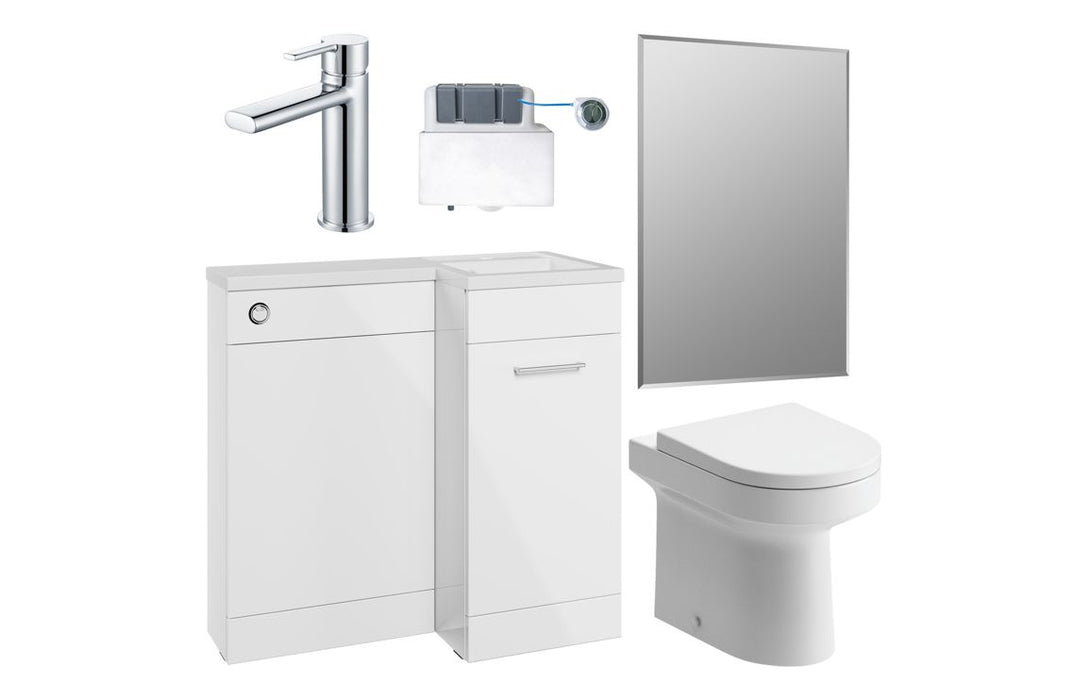 Verona 900mm Furniture & BTW WC Pack - White Gloss