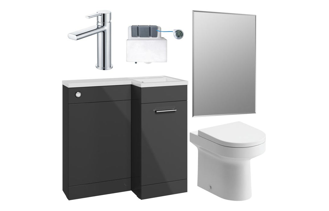 Verona 900mm Furniture & BTW WC Pack - Anthracite Gloss