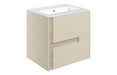 Dualis 615mm Wall Hung 2 Drawer Basin Unit & 0TH White Thin Edge Basin - Matt Cotton & Oak Effect