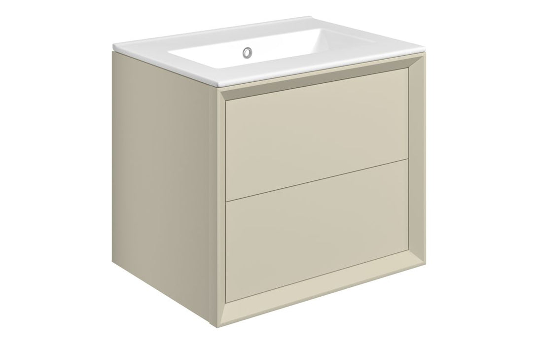 Impel 615mm Wall Hung 2 Drawer Basin Unit & Thin Edge Basin - Matt Cotton